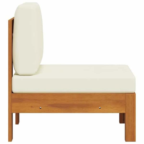 Maison Exclusive - Central soffa med kuddar i krämvitt, solid akaciaträ