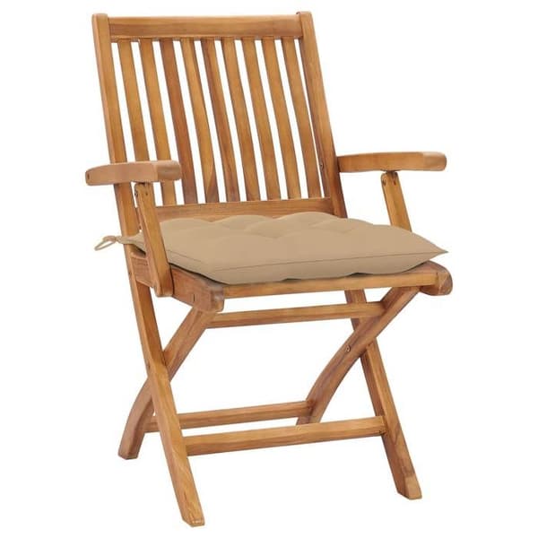 Maison Exclusive - Fällbara stolar med kuddar, 8 delar, i massivt teak Beige (kudde)