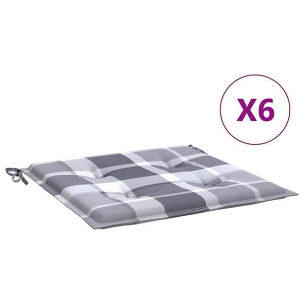 Maison Exclusive - Trädgårdsstolar kuddar set om 6 grå rutor 50x50x3 cm