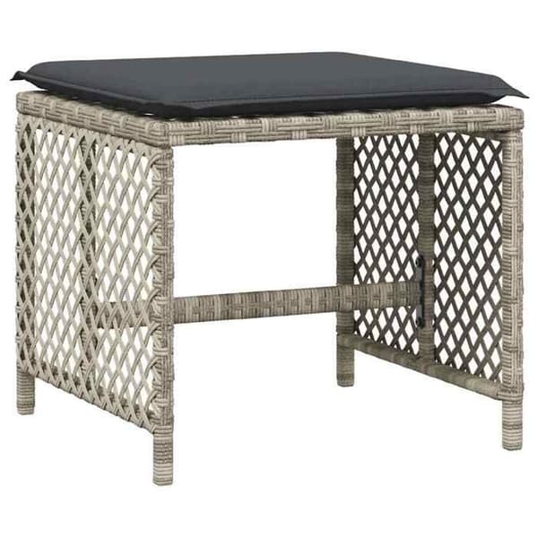 Havemøbler - EKSKLUSIVT HUS - Rattan (poly rattan) - 15 stk - Lys grå - Tempereret glasplade Ljusgrått
