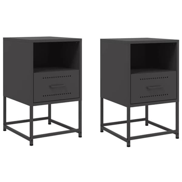 Maison Exclusive - Yöpöydät 2 kpl musta 36x39x60,5 cm teräs