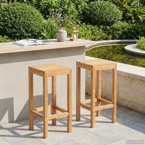 Maison Exclusive - 2 kpl baarijakkara luonnollinen tiikkipuu