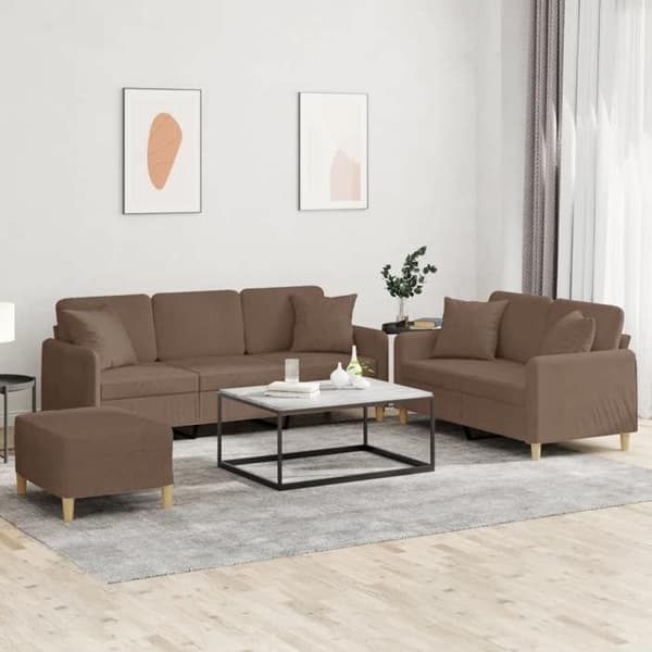 Maison Exclusive - Sæt af 3 sofaer med brune stofpuder