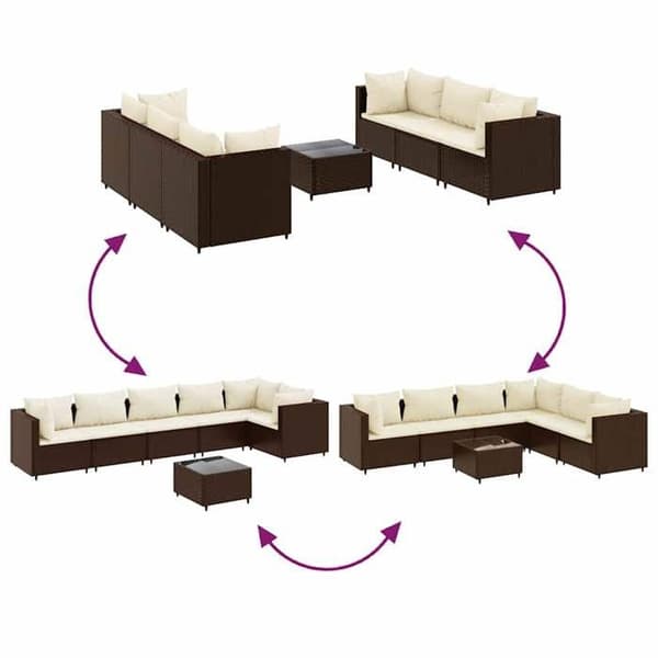 Maison Exclusive - Trädgårdsmöbler med kuddar 7 delar brun flätad resin