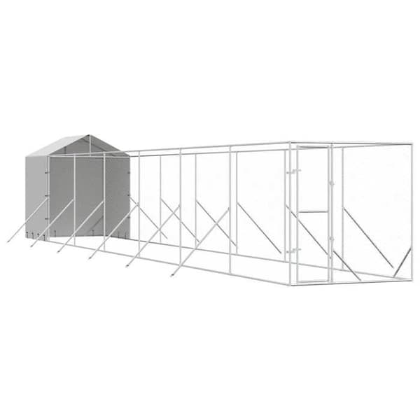 Maison Exclusive - Ulkoilma koirankoppi hopeakatolla 2x14x2,5 m