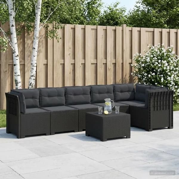 Havemøbel - EKSKLUSIVT HUS - 6 pladser - Polypropylen rattan look - UV-resistent - Grå puder