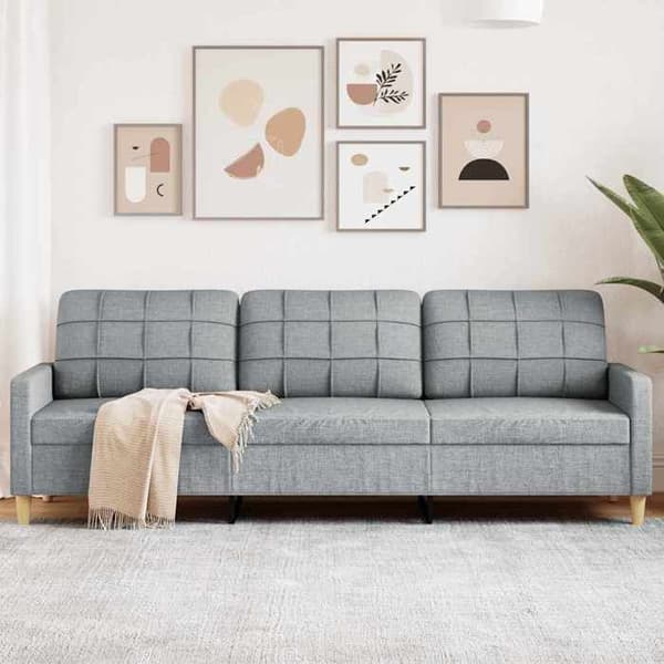 3-paikkainen sohva - MAISON EXCLUSIVE - 210 cm - Polyesterikangas - Vaaleanharmaa - Metallirunko Ljusgrått