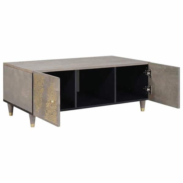 Soffbord - EXKLUSIV HEM - Modern stil - Massivt mangoträd - Mässing - Grå 100x54x40 cm Grå