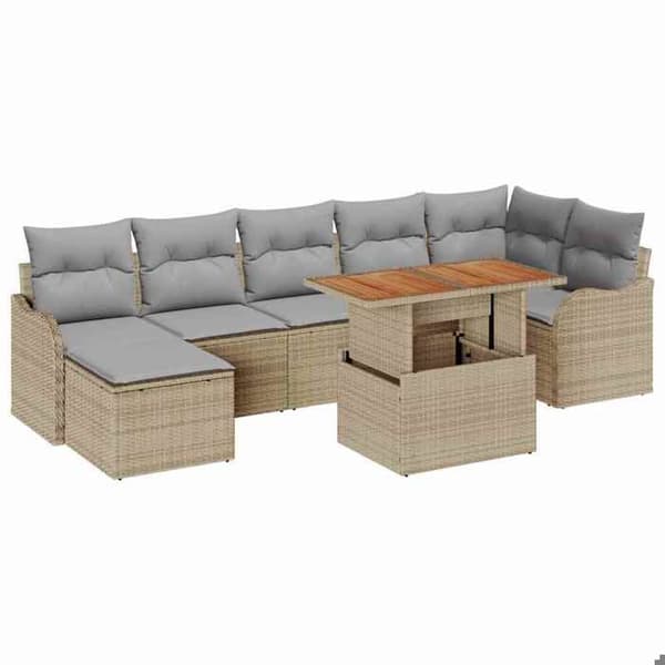 Maison Exclusive - 8 osan beige ja vaaleanharmaa puutarhakalustesarja