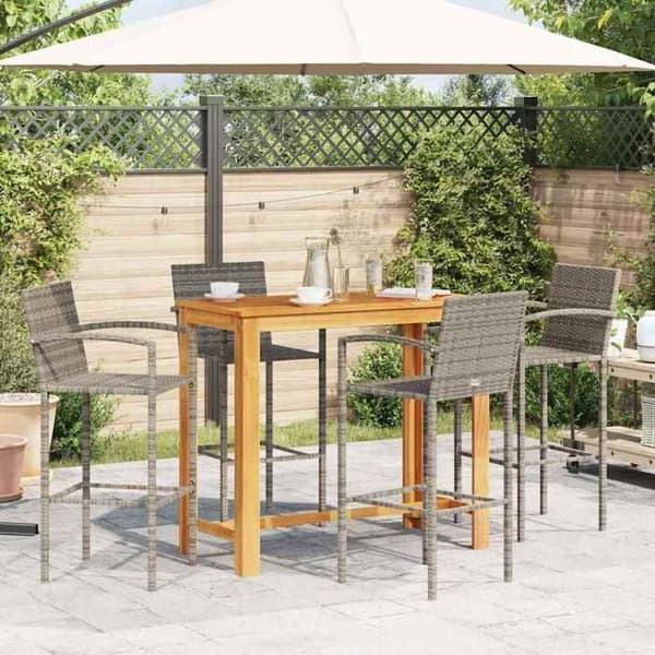 Maison Exclusive - Havebar sæt 5 stk grå massiv akacietræ rattan