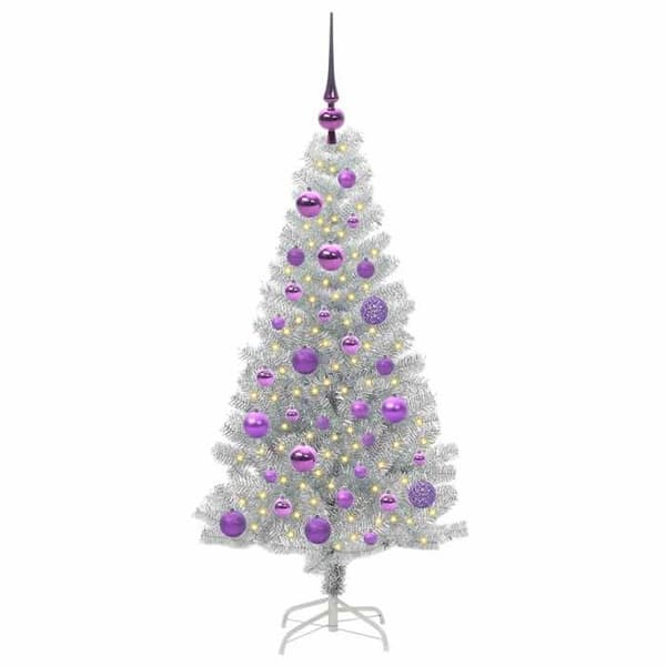 Juletræ - EKSKLUSIV HUS - 120 cm - Sølv - PVC - LED USB Pengar