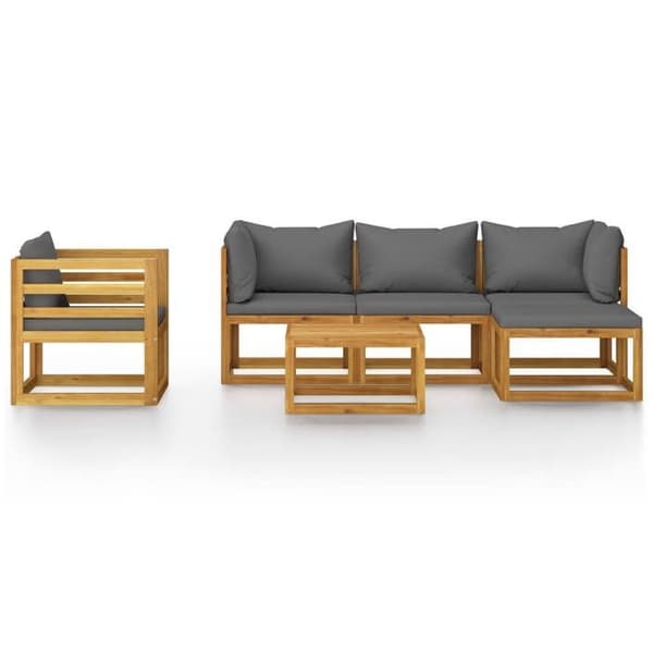 Maison Exclusive - Havegruppe 6 stk med pude i solid akacietræ