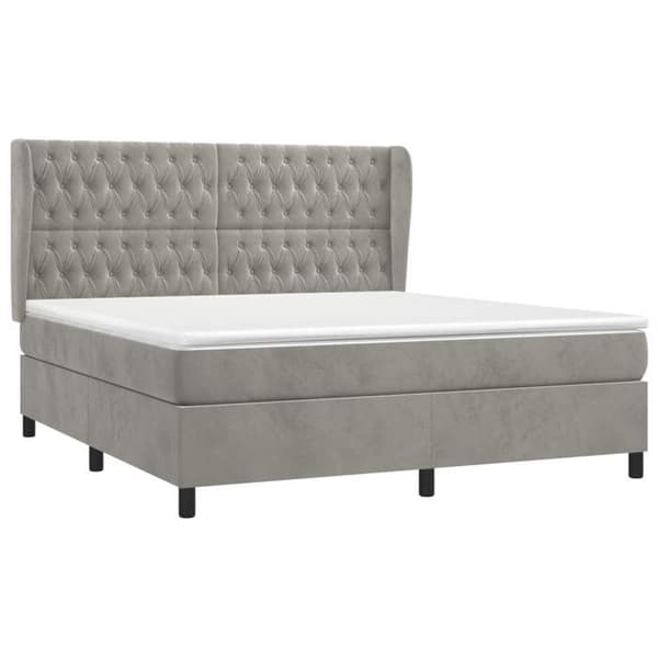 Maison Exclusive - Seng solid bund med socker og madras Grå 160x200cm Velour