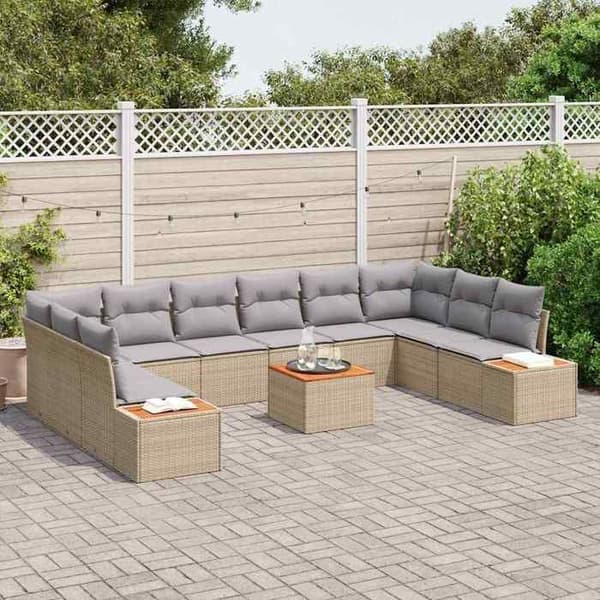 Maison Exclusive - 11 pc havegruppesæt Beige Poly rattan