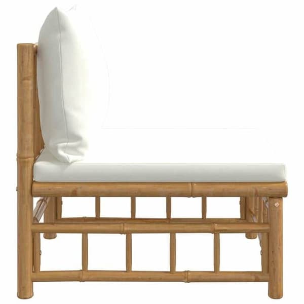 Central have-sofa - EKSKLUSIV HUS - Modulerbar central - Holdbart bambus - Polstrede puder - Hvid creme Vit grädde
