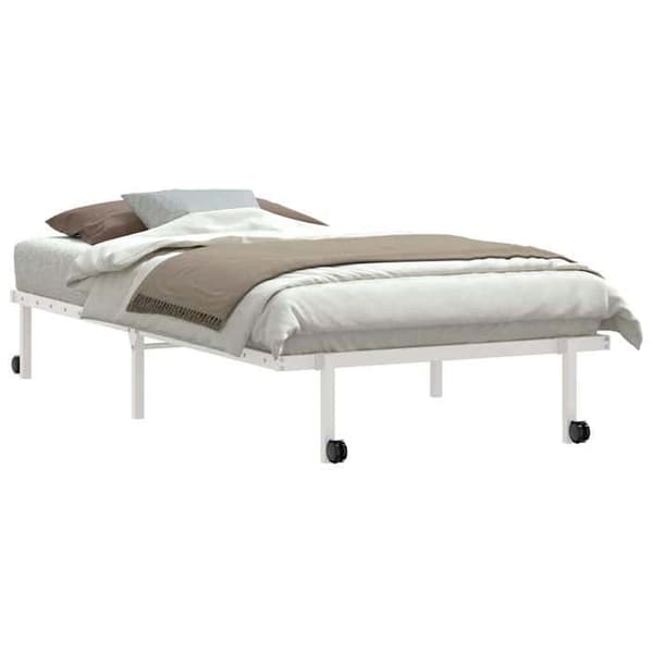 Maison Exclusive - Sängram utan madrass vikbar vit 100x190 cm stål