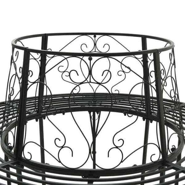 Maison Exclusive - Træbænk 8-Pladser Ø 160 x 89 cm Sort Stål Rund