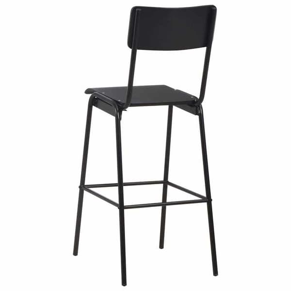 Maison Exclusive - Barstole sæt af 2 sort, solid krydsfiner og stål svart