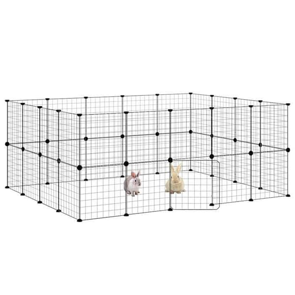 Maison Exclusive - Kæledyrbur med 36 paneler og dør Sort 175x140x70 cm