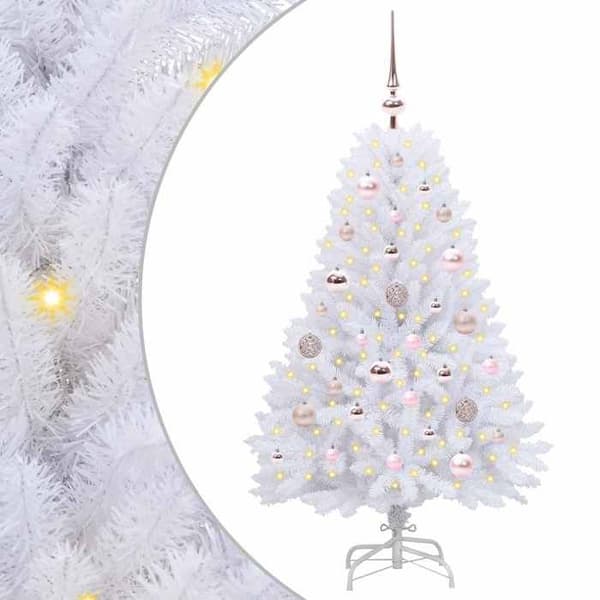 Kunstigt juletræ - EKSKLUSIV HUS - 120 cm - Hvid - LED 8 tilstande - USB 5V strømforsyning Vit