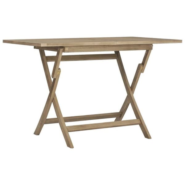 Havemøbel - EKSKLUSIVT HUS - Sammenklappelig - Massivt teaktræ - Grå 120x70x75 cm - Hul til parasol grå