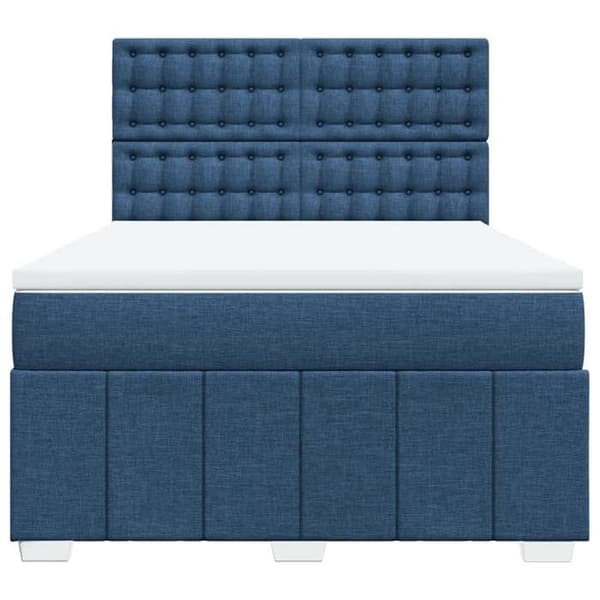 Maison Exclusive - Seng med lameller og madras Blå 160x200 cm Stof