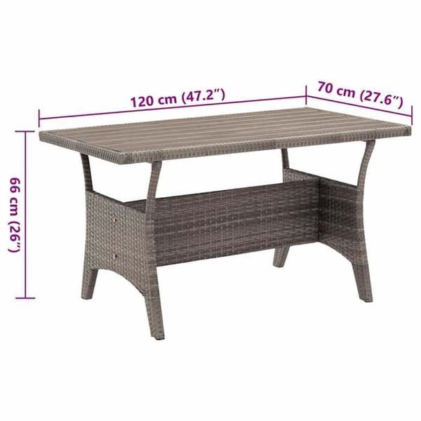 Maison Exclusive - Trädgårdsbord Grå 120x70x66 cm Flätad resin Grå