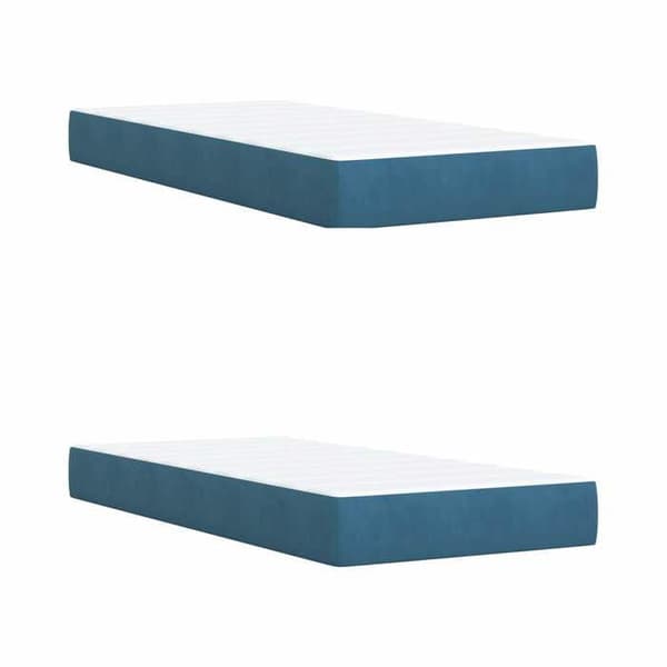 Maison Exclusive - Boxspring seng med madras Mørkeblå 200 x 200 cm Velour Mörkblå