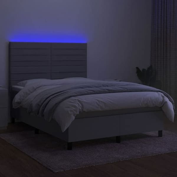 Maison Exclusive - Seng med lameller og madras og LED Lys Grå 140x200 cm
