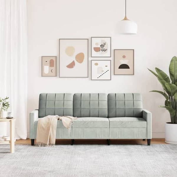 Maison Exclusive - Soffa 3-sits Grå 180 cm Sammet Ljusgrått