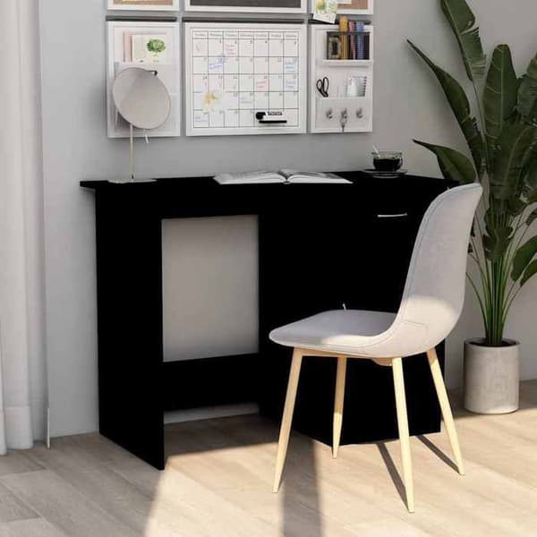 Maison Exclusive - Bureau Noir 100x50x76 cm Ingeniørtræ