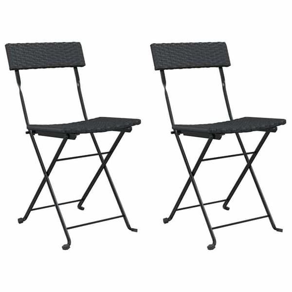 Fällbara bistrostolar - Exklusivt Hem - Flätad resin - Pulverlackerad stålram - Set om 2 Svart
