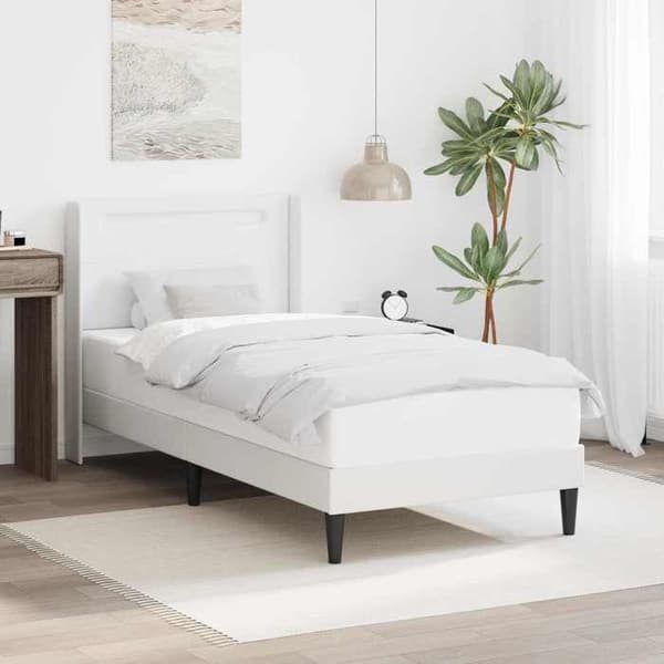 Sengestel - MAISON EXCLUSIVE - Maison Exclusive - 90x200 cm - Hvid kunstlæder - Multifarvede LED-striber Vit