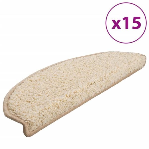 Maison Exclusive - Trappmatta 15 delar 65 x 21 x 4 cm Kräm Halvcirkelformad Stor Grädde