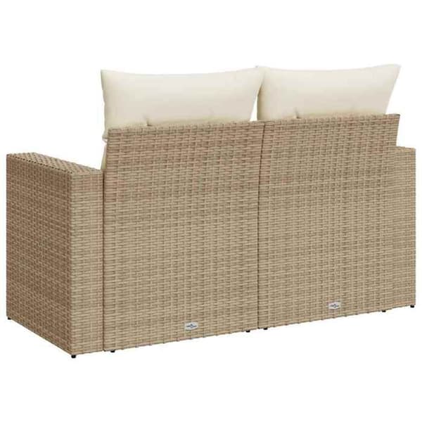 Maison Exclusive - Trädgårdsoffa med kuddar 2 platser beige flätad resin