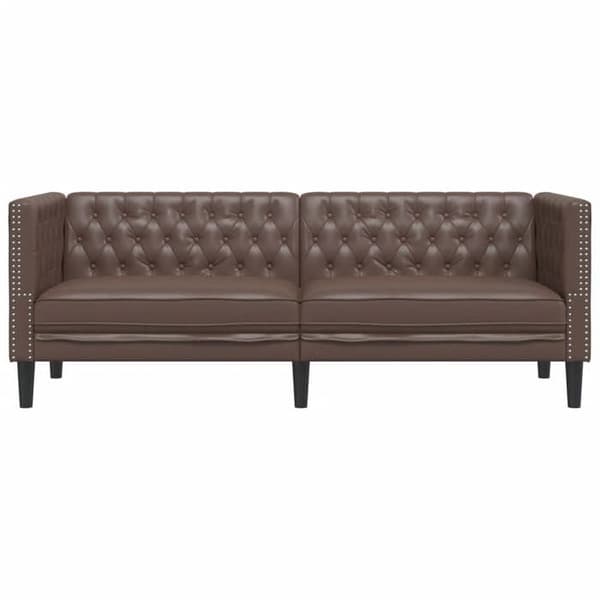 Maison Exclusive - Chesterfield soffa 3-sits brun konstläder