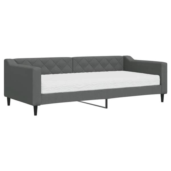 Maison Exclusive - Dagbädd med mörkgrå madrass 90x200 cm tyg Mörkgrå