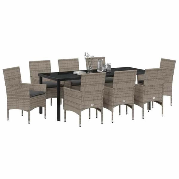 Maison Exclusive - 9 pc have spisebordssæt i grå polyrotin Grå