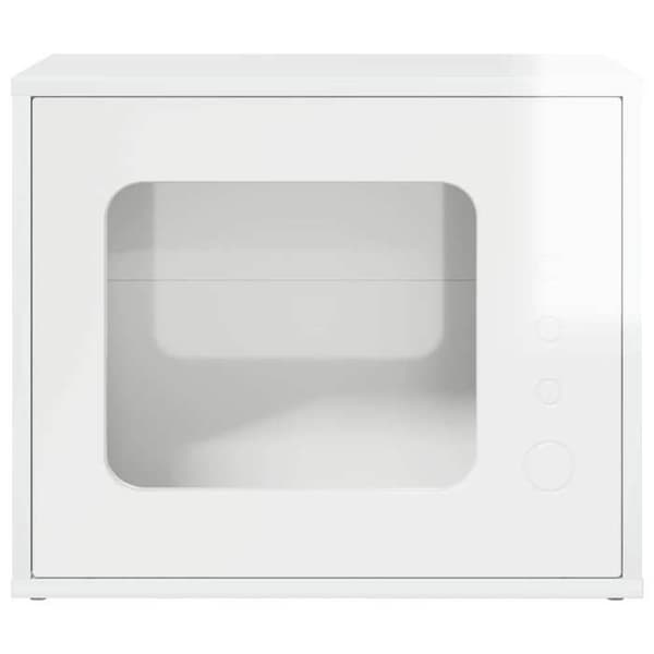 Katthem - EXKLUSIVT HUS - 51 x 30 x 42,5 cm - Ingenjörsträ - Blank vit - Rektangulär design Strålande vit