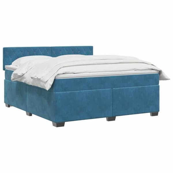 Maison Exclusive - Boxspring seng med madras Mørkeblå 140 x 200 cm Velour Mörkblå