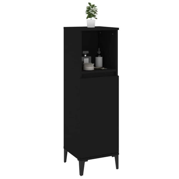 Maison Exclusive - Badeværelsesskab sort 30x30x100 cm ingeniørtræ
