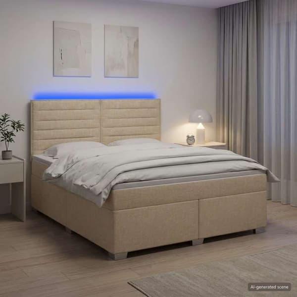 Maison Exclusive - Boxspring seng med madras Creme 140 x 190 cm Stof