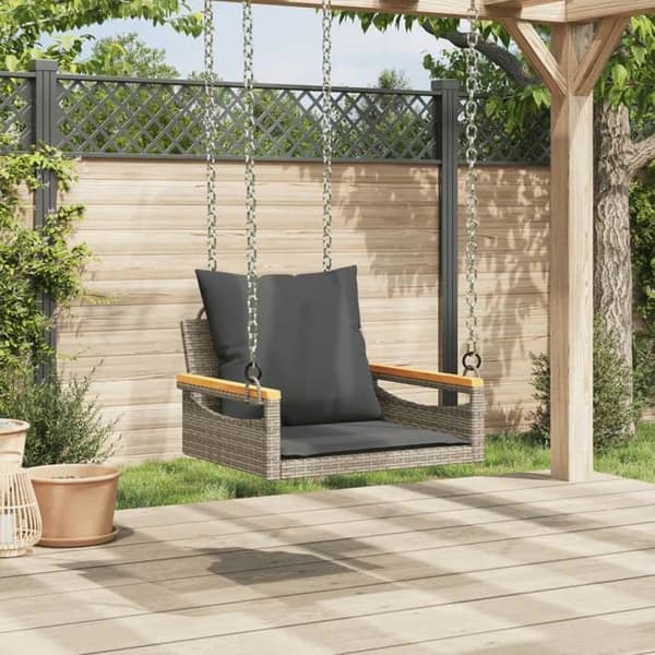 Maison Exclusive - Balanssoffa med grå kuddar 63x62x40 cm flätad resin