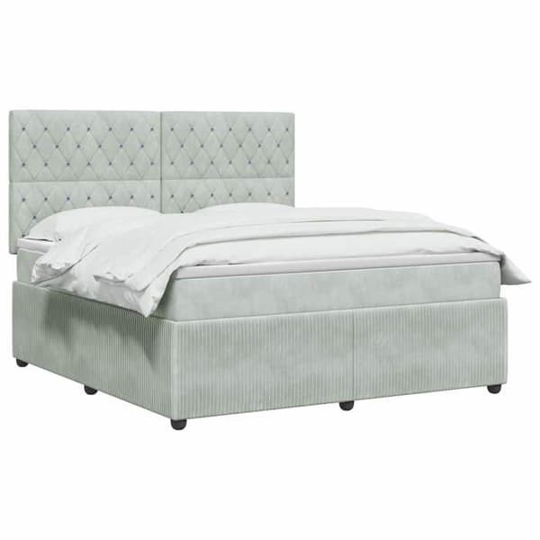 Maison Exclusive - Boxspring säng med madrass Ljusgrå 140 x 190 cm Sammet