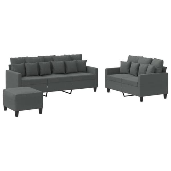 Maison Exclusive - Sæt af 3 sofaer med puder Mørkegrå Stof
