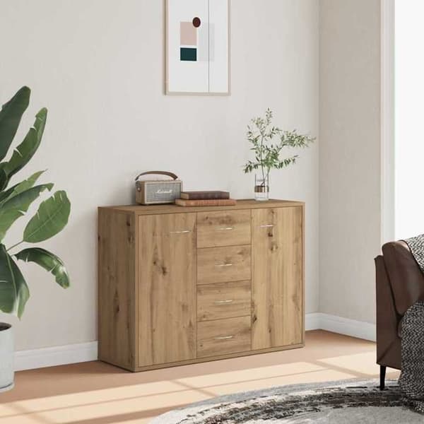 Maison Exclusive - Buffet i egetræ, håndlavet 88x30x64 cm, ingeniørtræ