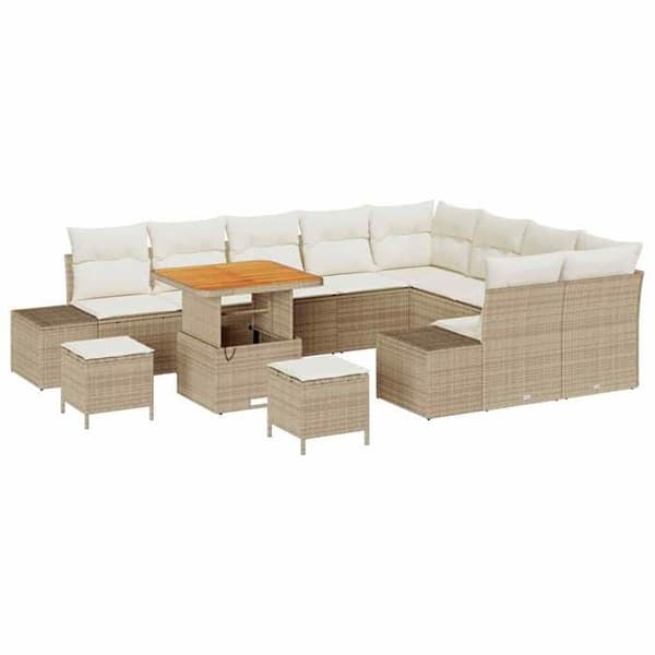 Maison Exclusive - 12 osan puutarhakalustesarja 11 paikkaa Beige Polyrottinki