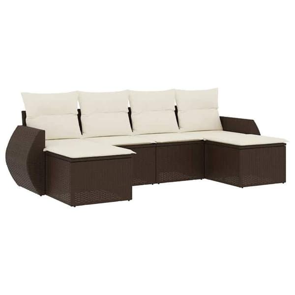 Maison Exclusive - Trädgårdsmöbler med kuddar 6 delar brun flätad resin
