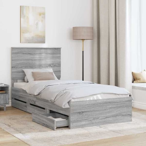 Maison Exclusive - Sängram Grå Sonoma 90 x 190 cm Ingenjörsträ
