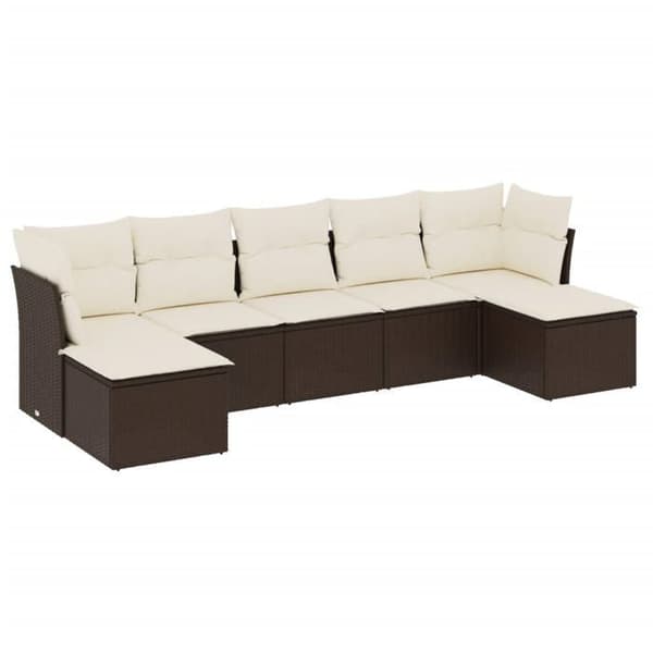 Maison Exclusive - Trädgårdsmöbler med kuddar 7 delar brun flätad resin